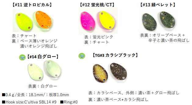 BCRアルミ0.4g26年4月♯11~♯14、TG♯3追加カラー