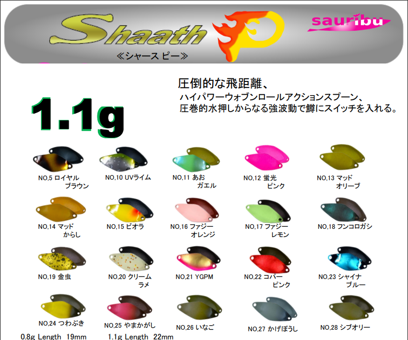 シャースP 1.1g 22mm☆26年2月新製品☆