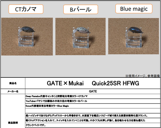 ☆予約販売☆GATE×Mukai Quick25SR HFWG 3色各1個計3個セット
